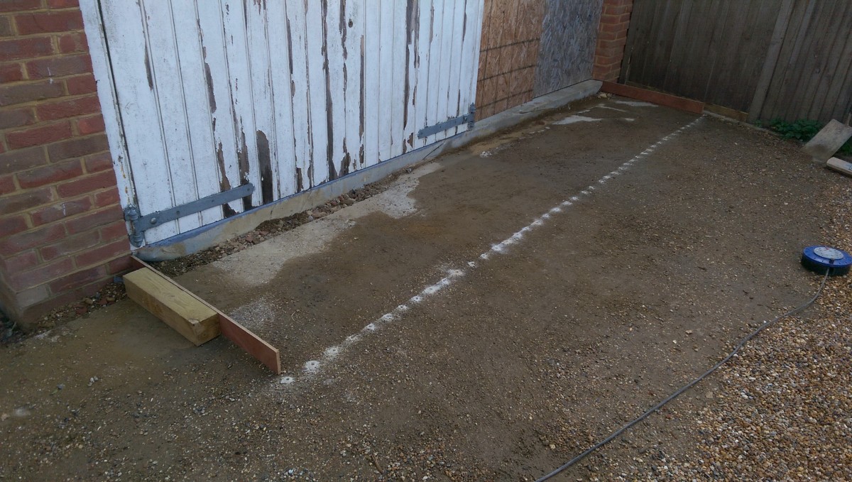 making a concrete ramp into the garage